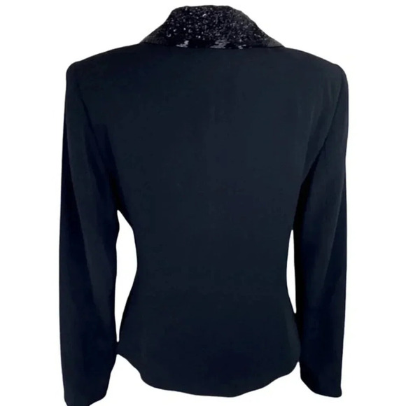 Evan-Picone Dress 8 black sequined collar/button elegant blazer - Picture 5 of 9